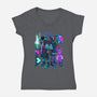 Robots And Faith-Womens-V-Neck-Tee-Bruno Mota