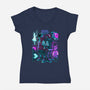 Robots And Faith-Womens-V-Neck-Tee-Bruno Mota