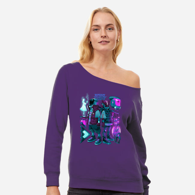 Robots And Faith-Womens-Off Shoulder-Sweatshirt-Bruno Mota