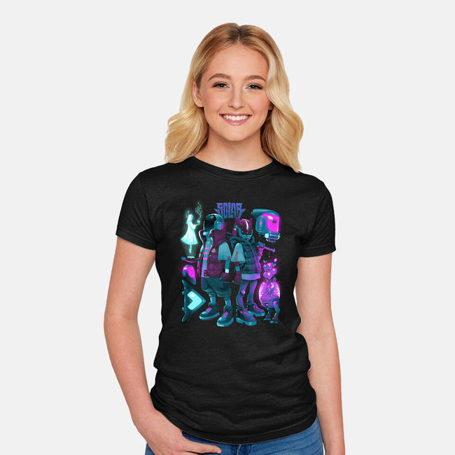 Robots And Faith-Womens-Fitted-Tee-Bruno Mota