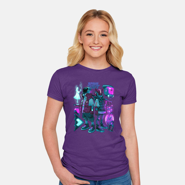 Robots And Faith-Womens-Fitted-Tee-Bruno Mota