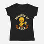 Powered By Beer Duck-Womens-V-Neck-Tee-worlddominationforcats