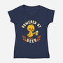 Powered By Beer Duck-Womens-V-Neck-Tee-worlddominationforcats