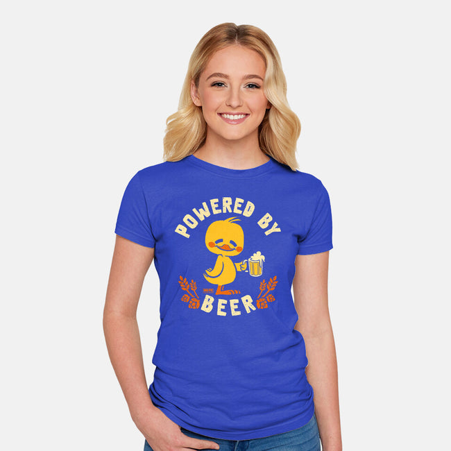 Powered By Beer Duck-Womens-Fitted-Tee-worlddominationforcats