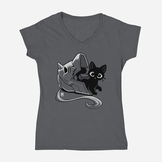 Full Feline Alchemist-Womens-V-Neck-Tee-worlddominationforcats