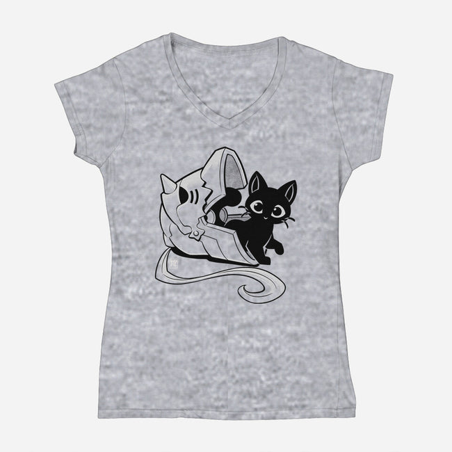 Full Feline Alchemist-Womens-V-Neck-Tee-worlddominationforcats