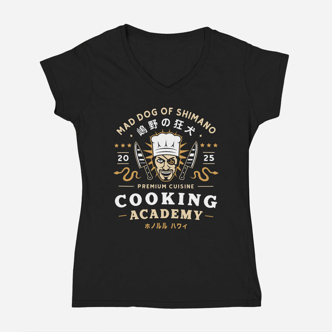 One Eyed Demon Cooking Emblem-Womens-V-Neck-Tee-LAGELANTEE