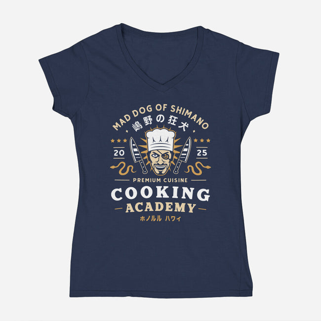 One Eyed Demon Cooking Emblem-Womens-V-Neck-Tee-LAGELANTEE