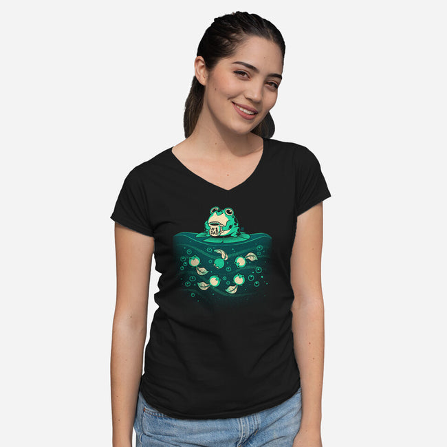Frog Number One Dad-Womens-V-Neck-Tee-worlddominationforcats