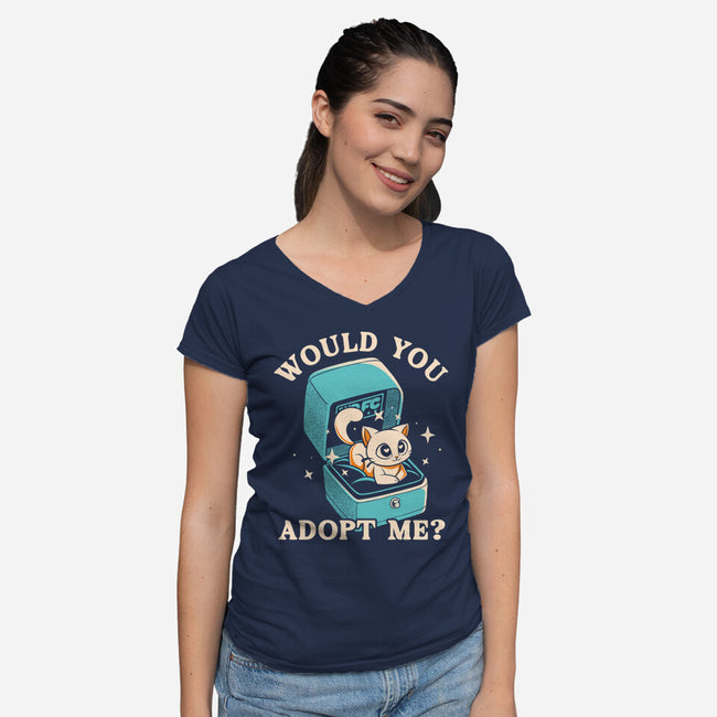 Wold You Adopt Me-Womens-V-Neck-Tee-worlddominationforcats