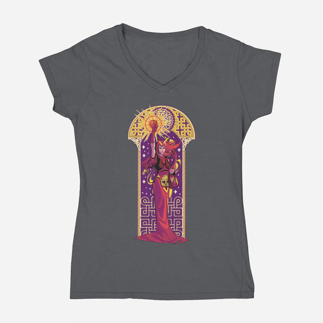 Witch Art Nouveau-Womens-V-Neck-Tee-Samuel