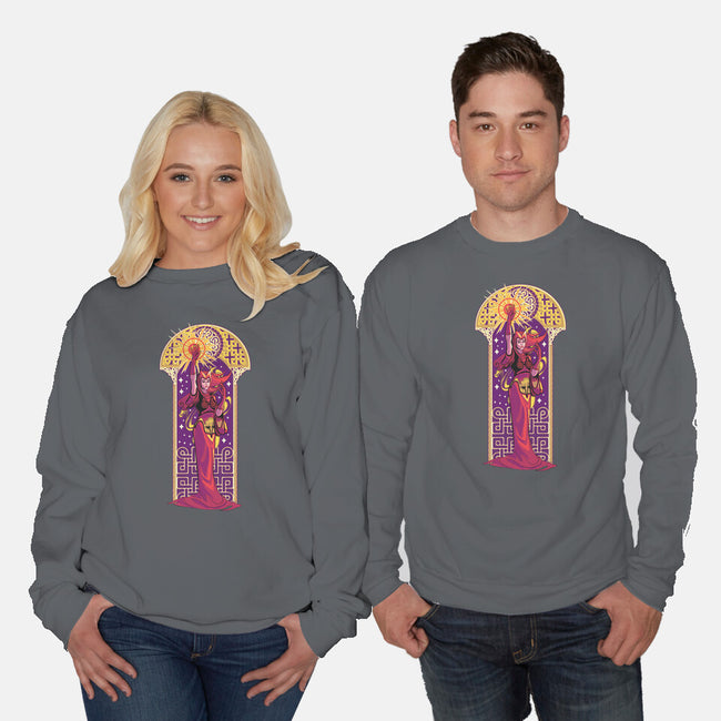 Witch Art Nouveau-Unisex-Crew Neck-Sweatshirt-Samuel