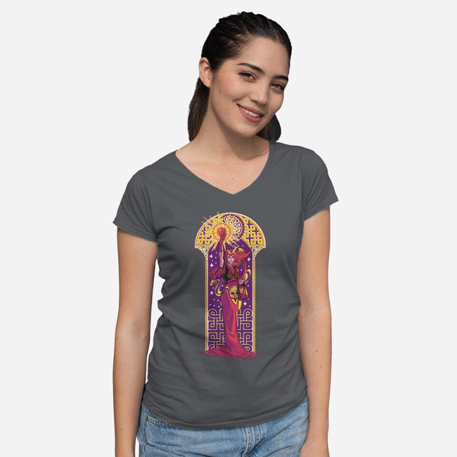 Witch Art Nouveau-Womens-V-Neck-Tee-Samuel