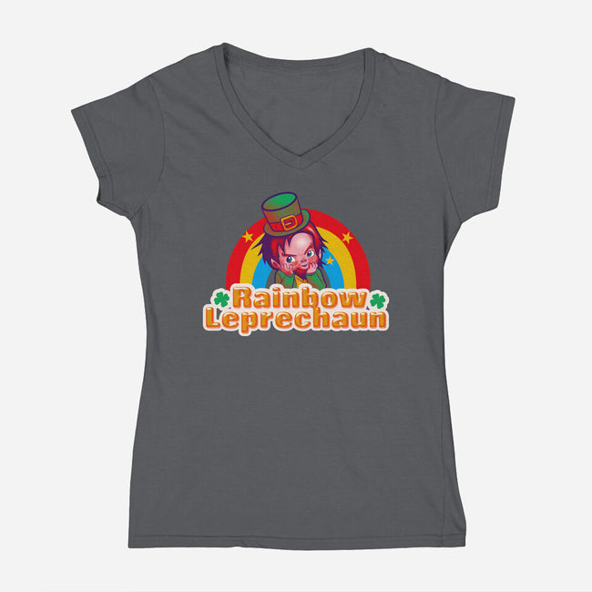 Rainbow Leprechaun-Womens-V-Neck-Tee-Samuel