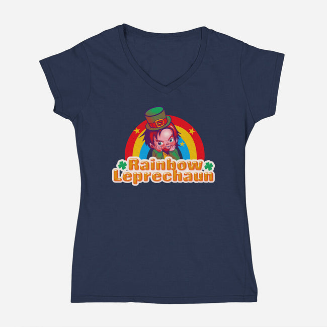 Rainbow Leprechaun-Womens-V-Neck-Tee-Samuel