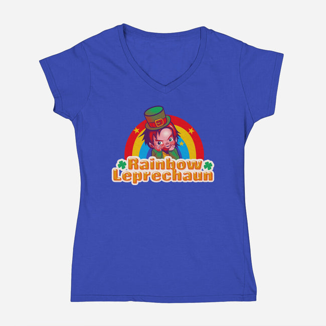 Rainbow Leprechaun-Womens-V-Neck-Tee-Samuel