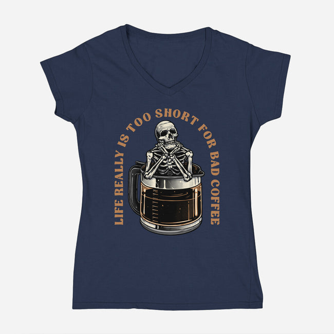 Bad Coffee-Womens-V-Neck-Tee-momma_gorilla