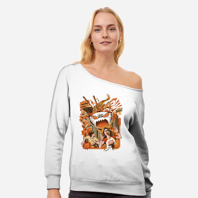 Great Ramen Attack-Womens-Off Shoulder-Sweatshirt-ilustrata