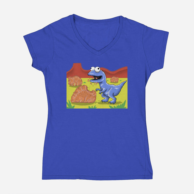 Jurassic Cookies-Womens-V-Neck-Tee-zascanauta