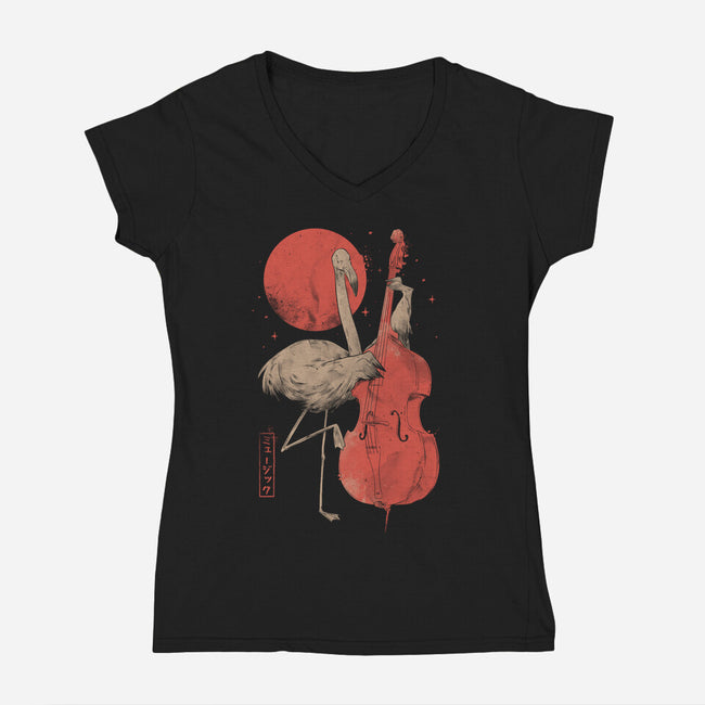 Flamingo Song-Womens-V-Neck-Tee-eduely