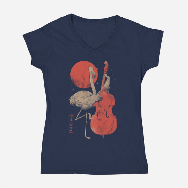 Flamingo Song-Womens-V-Neck-Tee-eduely