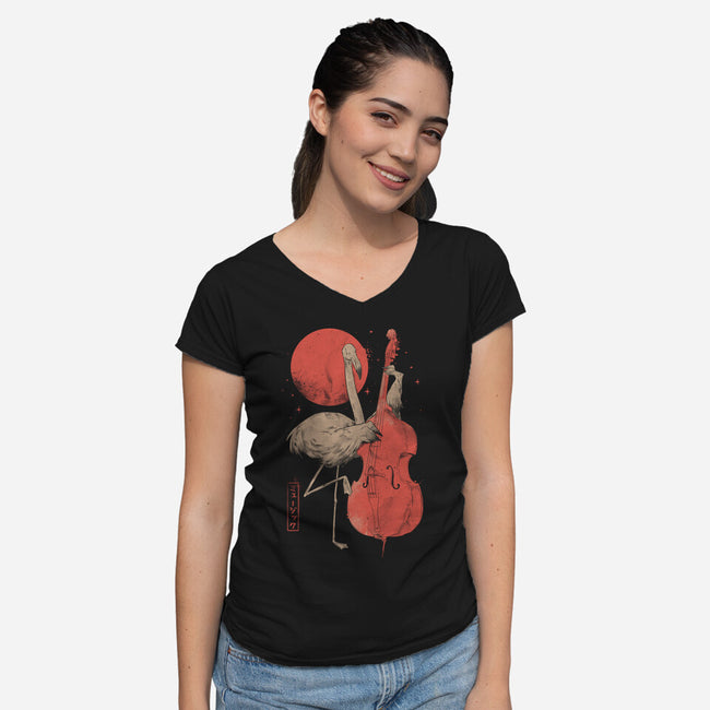 Flamingo Song-Womens-V-Neck-Tee-eduely