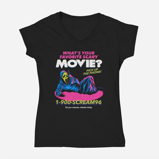 Scream96-Womens-V-Neck-Tee-Jorgetiradoart