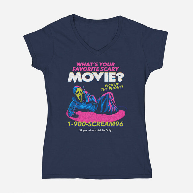 Scream96-Womens-V-Neck-Tee-Jorgetiradoart