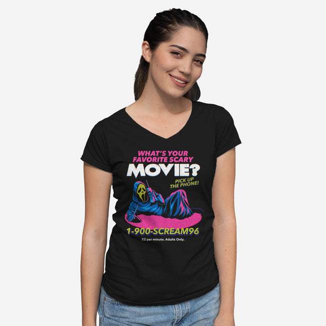Scream96-Womens-V-Neck-Tee-Jorgetiradoart