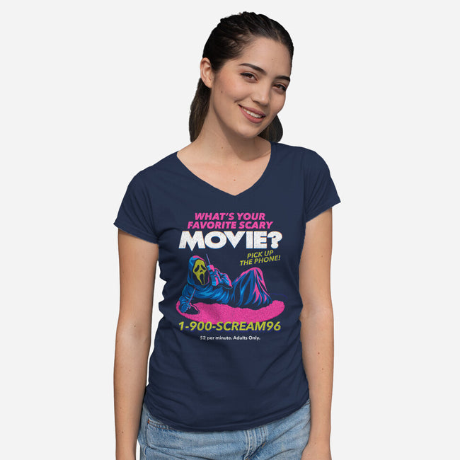 Scream96-Womens-V-Neck-Tee-Jorgetiradoart