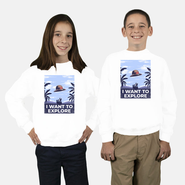 I Want To Explore-Youth-Crew Neck-Sweatshirt-alfbocreative