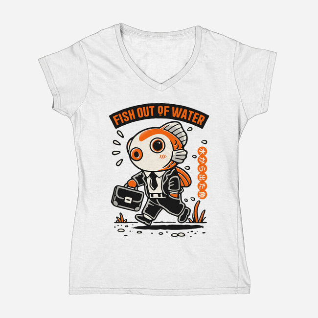 Fish Out Of Water-Womens-V-Neck-Tee-Popnotic