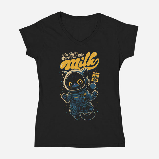 I'm Just Here For The Milk-Womens-V-Neck-Tee-Popnotic