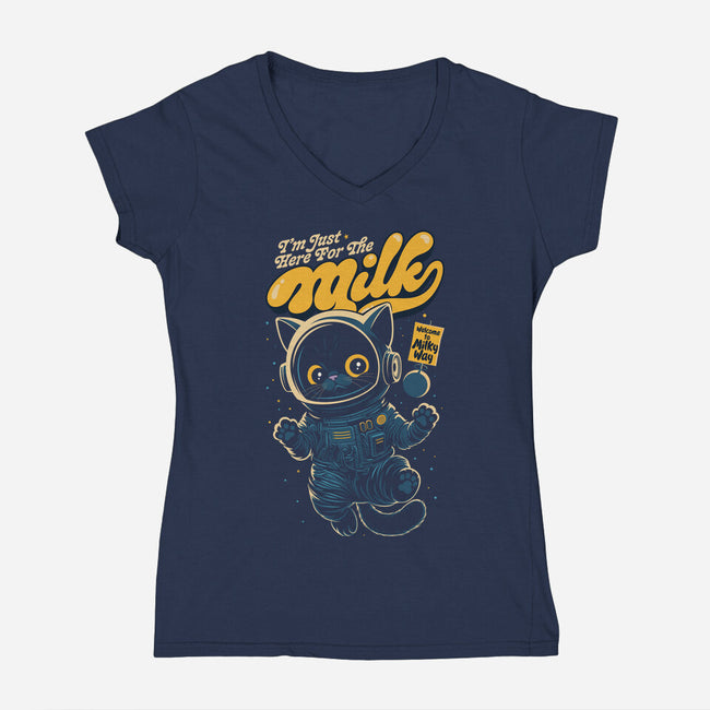 I'm Just Here For The Milk-Womens-V-Neck-Tee-Popnotic
