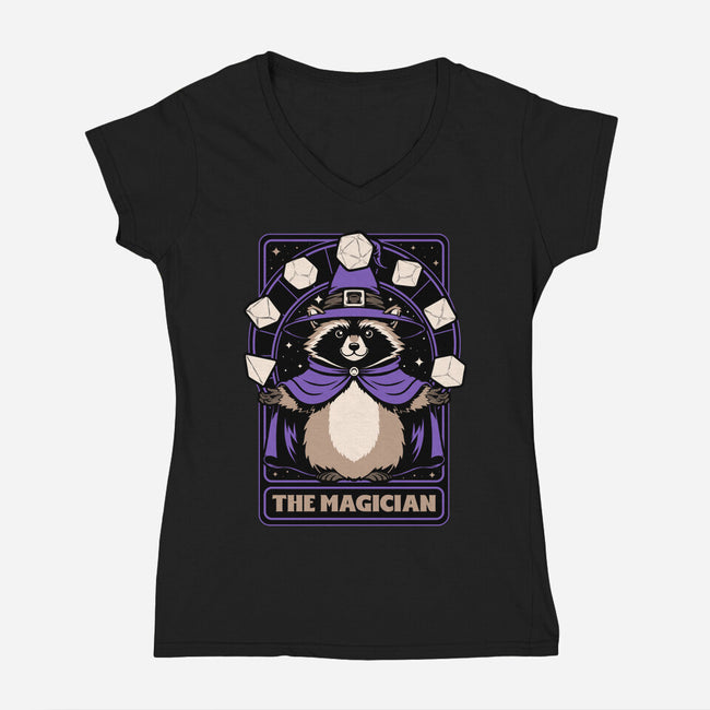Raccoon RPG Wizard-Womens-V-Neck-Tee-Studio Mootant
