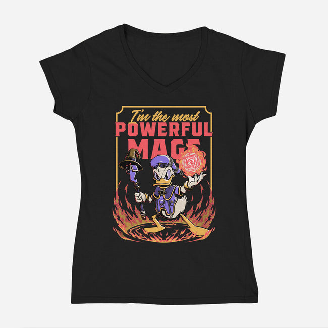 Powerful Duck Mage-Womens-V-Neck-Tee-Studio Mootant