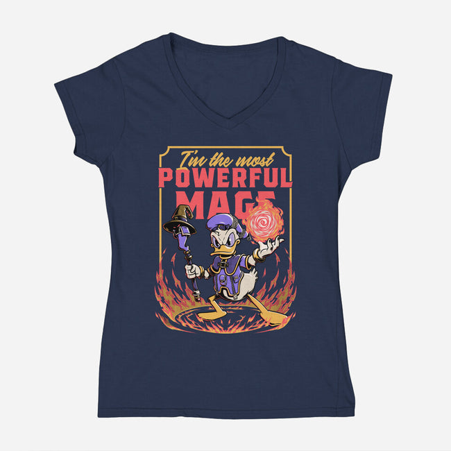 Powerful Duck Mage-Womens-V-Neck-Tee-Studio Mootant