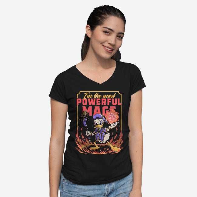 Powerful Duck Mage-Womens-V-Neck-Tee-Studio Mootant