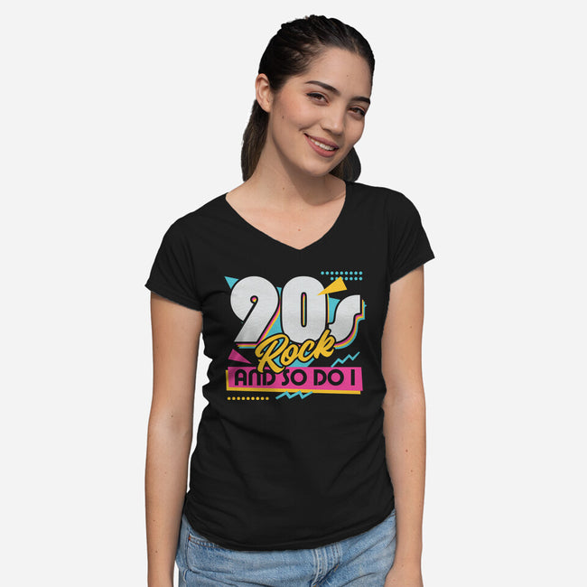 Rock Retro-Womens-V-Neck-Tee-Studio Mootant