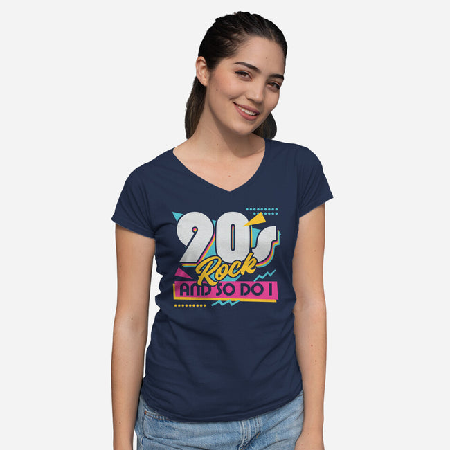 Rock Retro-Womens-V-Neck-Tee-Studio Mootant