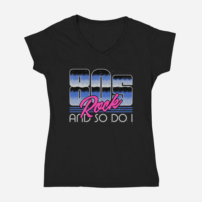 80s Rock-Womens-V-Neck-Tee-Studio Mootant