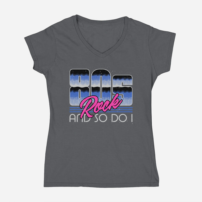 80s Rock-Womens-V-Neck-Tee-Studio Mootant