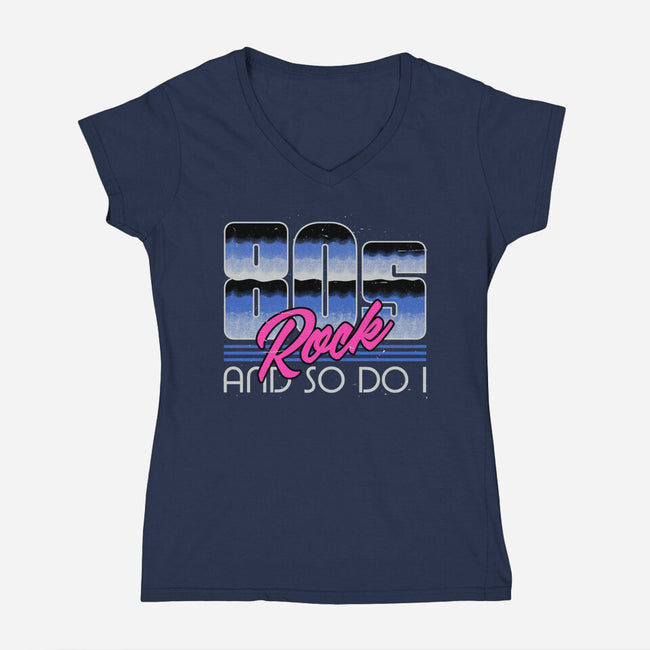 80s Rock-Womens-V-Neck-Tee-Studio Mootant
