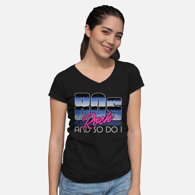 80s Rock-Womens-V-Neck-Tee-Studio Mootant