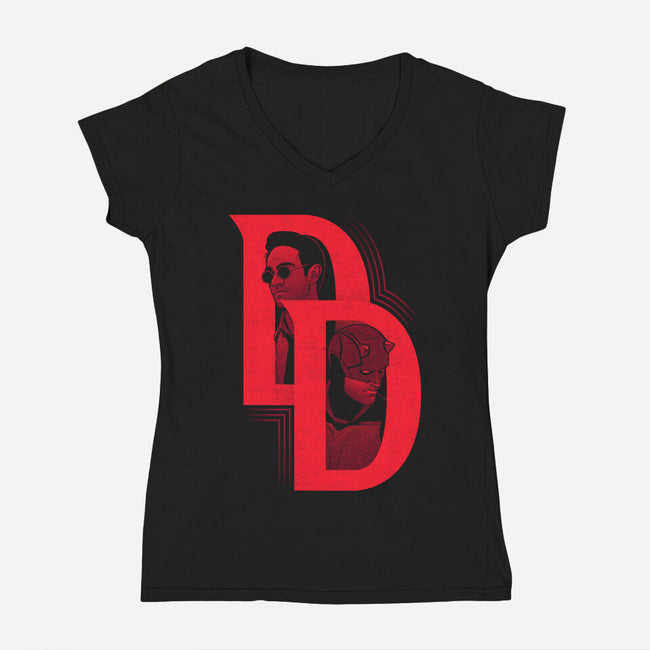 Duality Of Justice-Womens-V-Neck-Tee-patrickgp