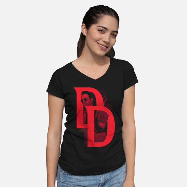 Duality Of Justice-Womens-V-Neck-Tee-patrickgp