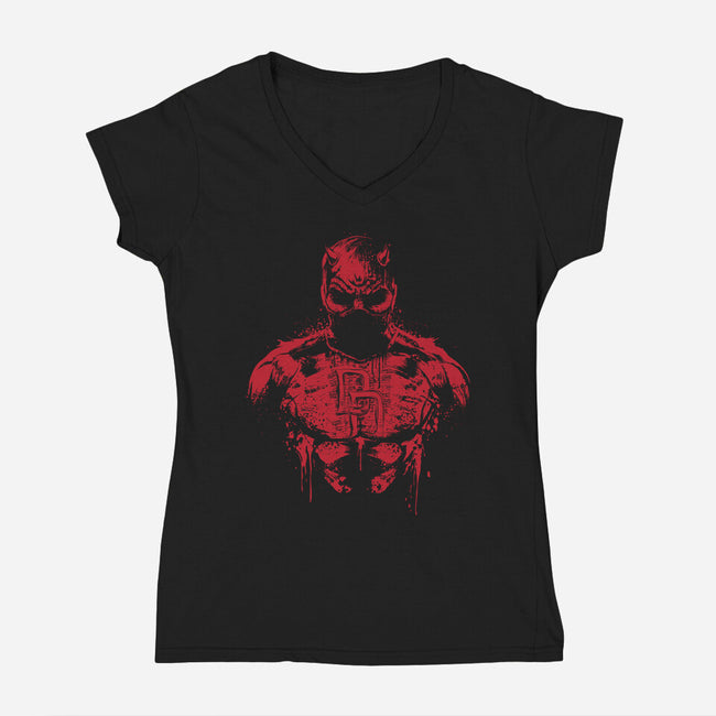 The Man Without Fear-Womens-V-Neck-Tee-DrMonekers