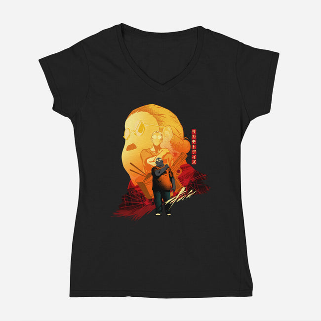 Days Of Sakamoto-Womens-V-Neck-Tee-hypertwenty