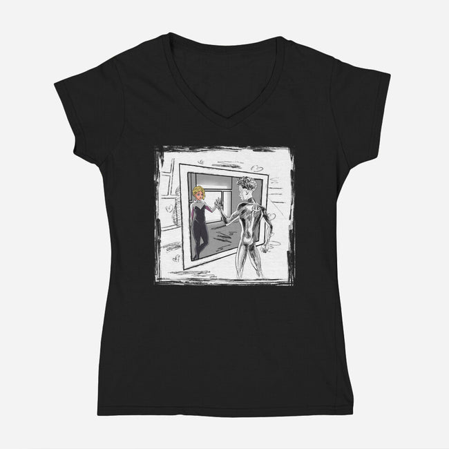 Take On Me Gwen-Womens-V-Neck-Tee-zascanauta