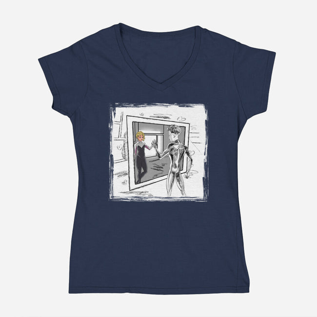 Take On Me Gwen-Womens-V-Neck-Tee-zascanauta